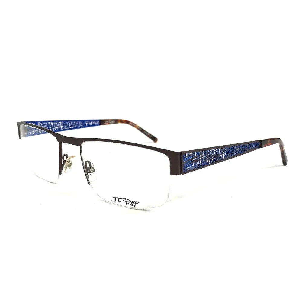 J.F. Rey Eyeglasses Frames JF2585 9522 Brown Blue Woven Half Rim 54-20-145